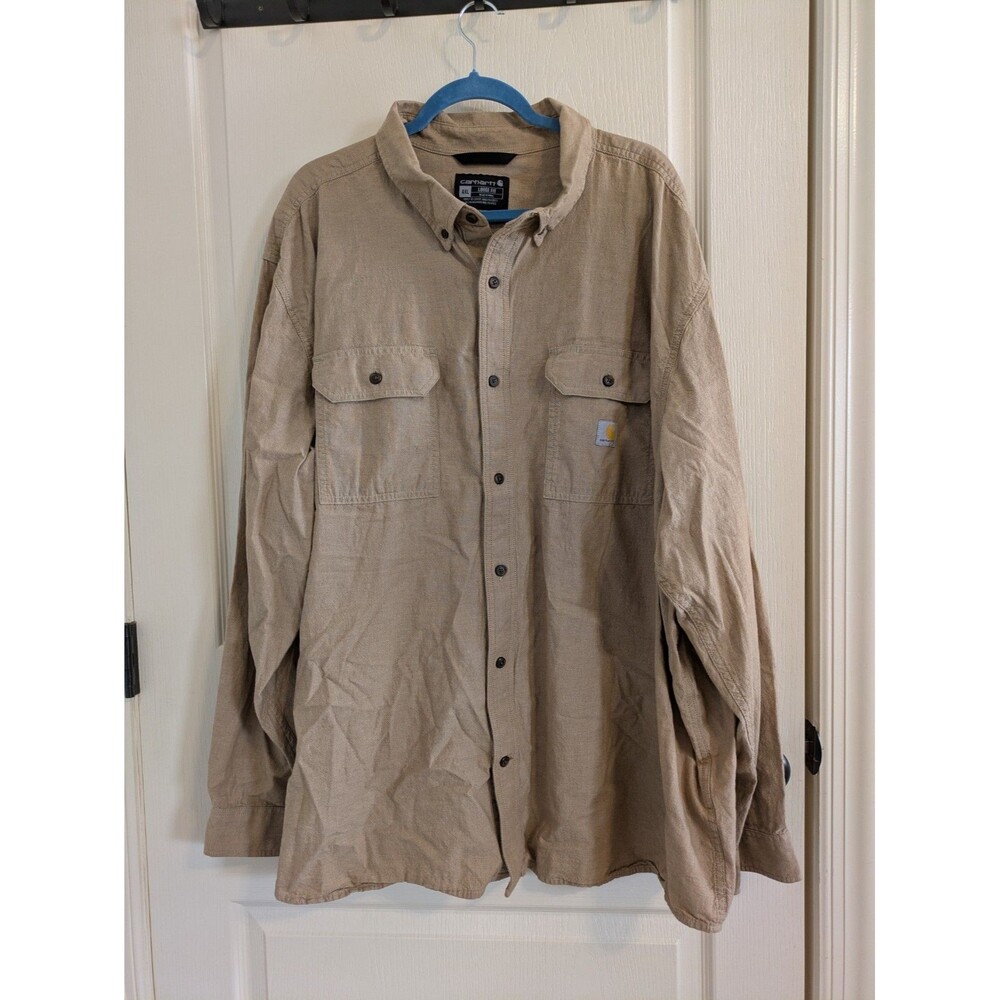 Carhartt Men's Fort Loose Fit Long Sleeve Chambray Shirt 4XL Tan Beige